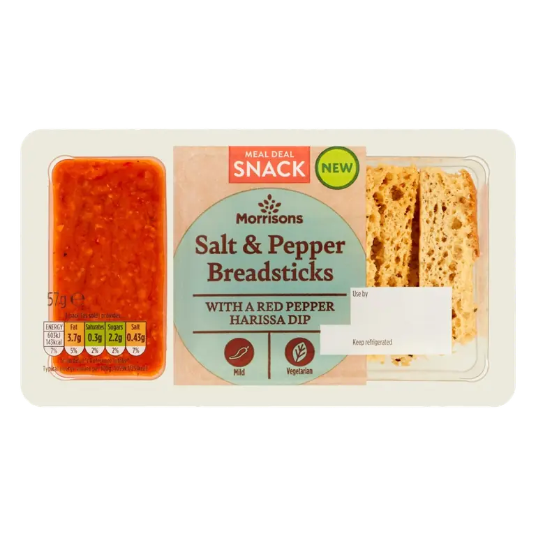 Snack Salt & Pepper Breadsticks With A Red Pepper Harissa Dip