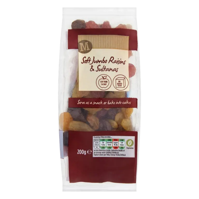 Soft Jumbo Raisins & Sultanas 200g
