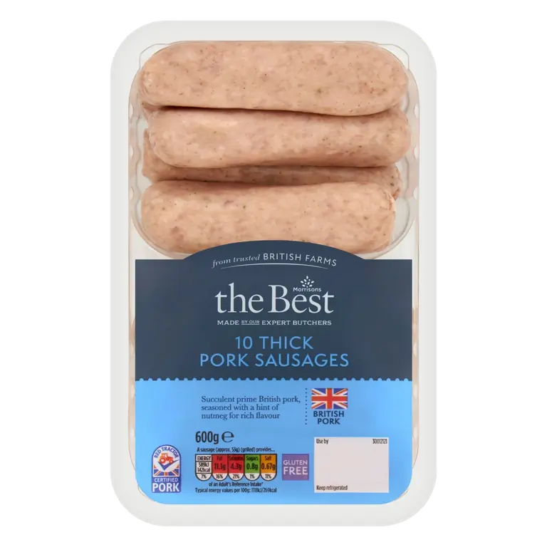 10 Thick Pork Sausages 600g