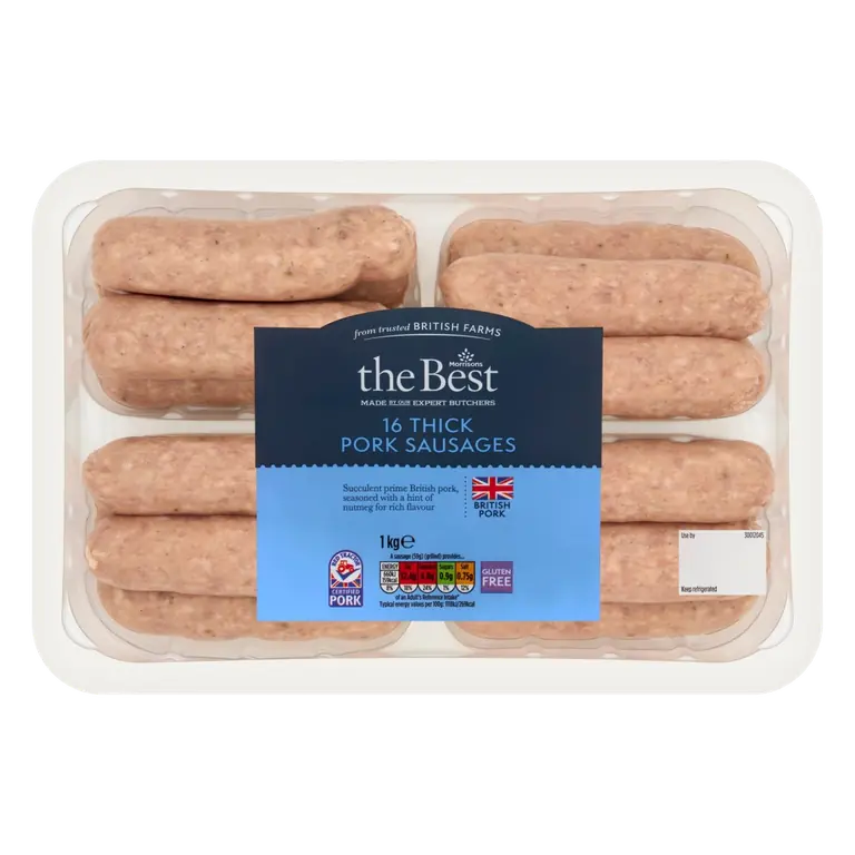 16 Thick Pork Sausages 1kg