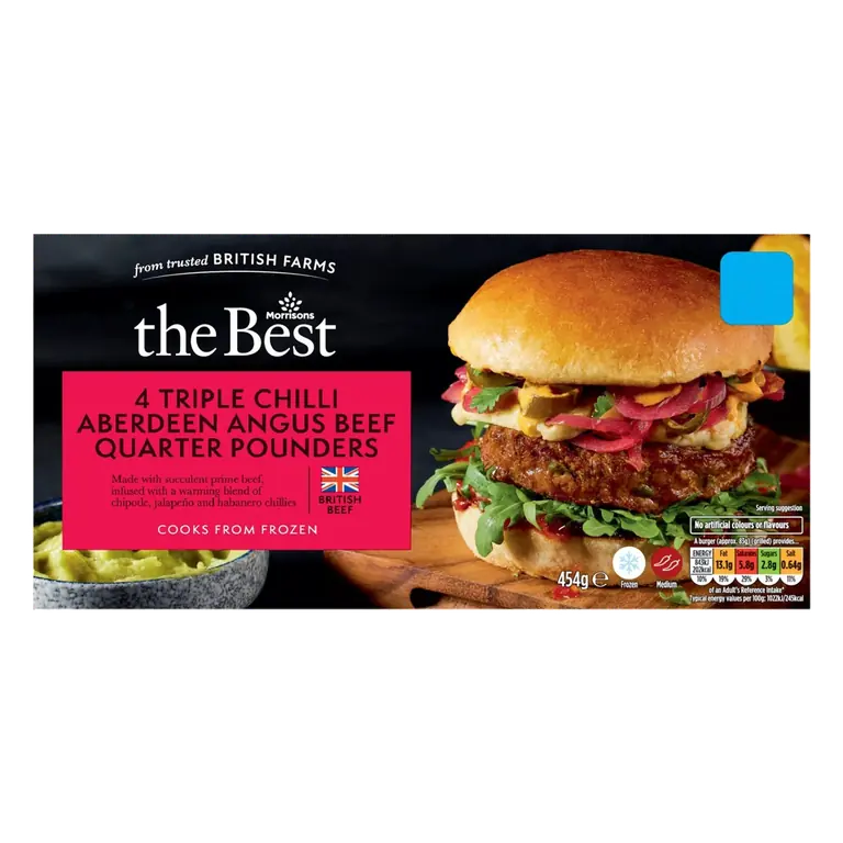 4 Aberdeen Angus Triple Chilli Burgers 454g