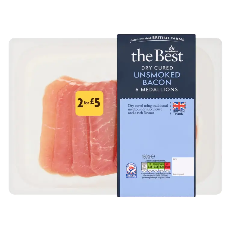 6 Traditional Cure Unsmoked Bacon Medallions 160g