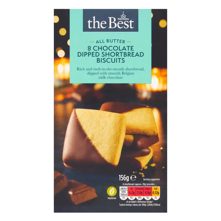 All Butter 8 Chocolate Dipped Shortbread Biscuits 156g