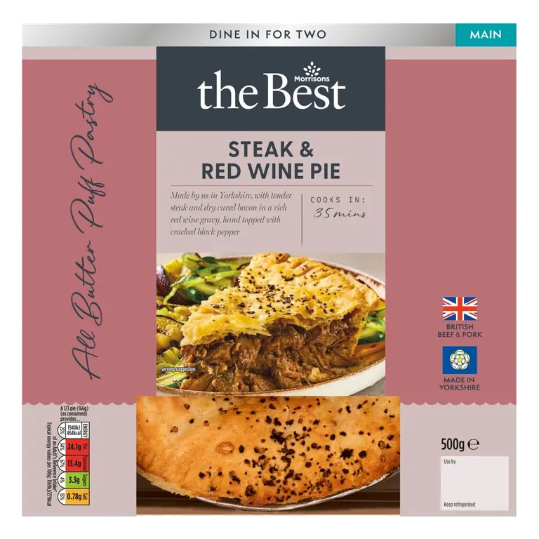 All Butter Puff Pastry Steak & Red Wine Pie 500g