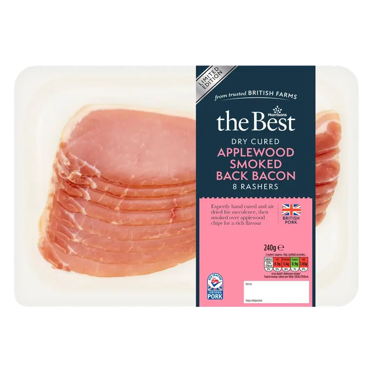 Applewood Smoked Dry Cured Air Dried Back Bacon 240g