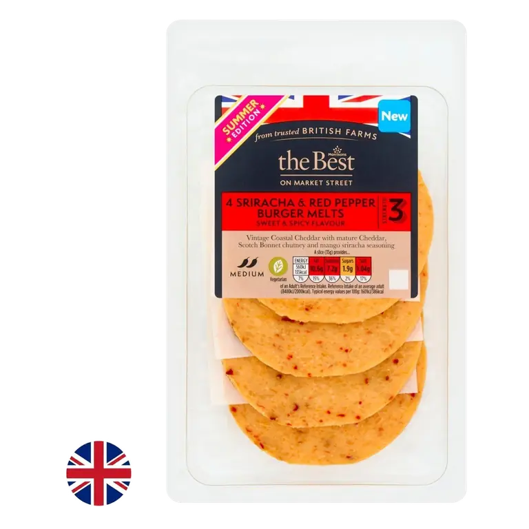 British Mature Cheddar Sriracha & Red Pepper Melts 140g