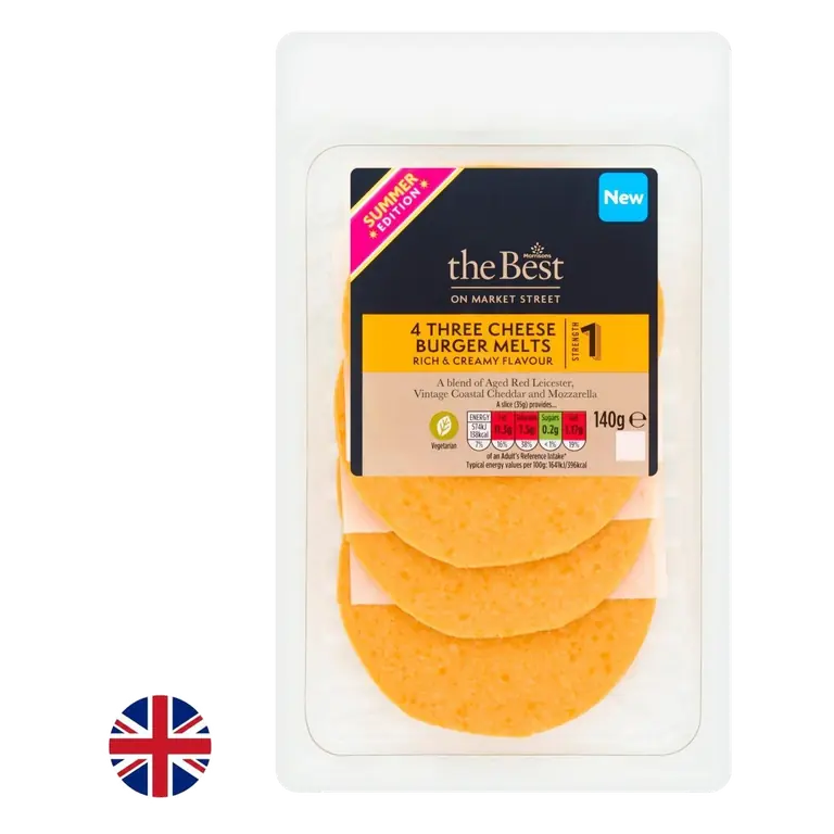 British Three Cheese Burger Melts 140g
