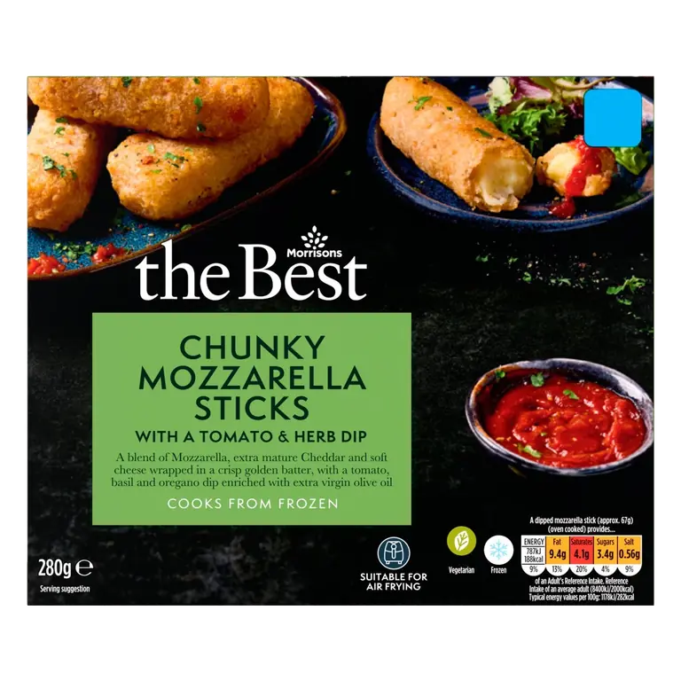 Chunky Mozzarella Sticks with a Tomato & Herb Dip 280g