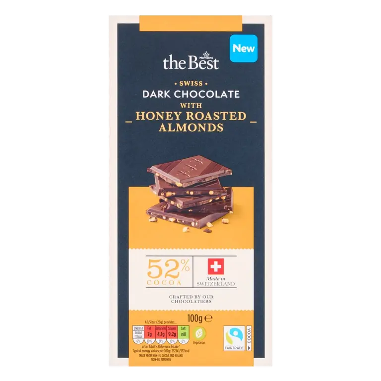 Dark Chocolate With Honey Roasted Almonds 100g