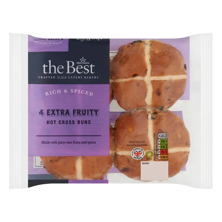 Extra Fruity Hot Cross Buns 4 Pack
