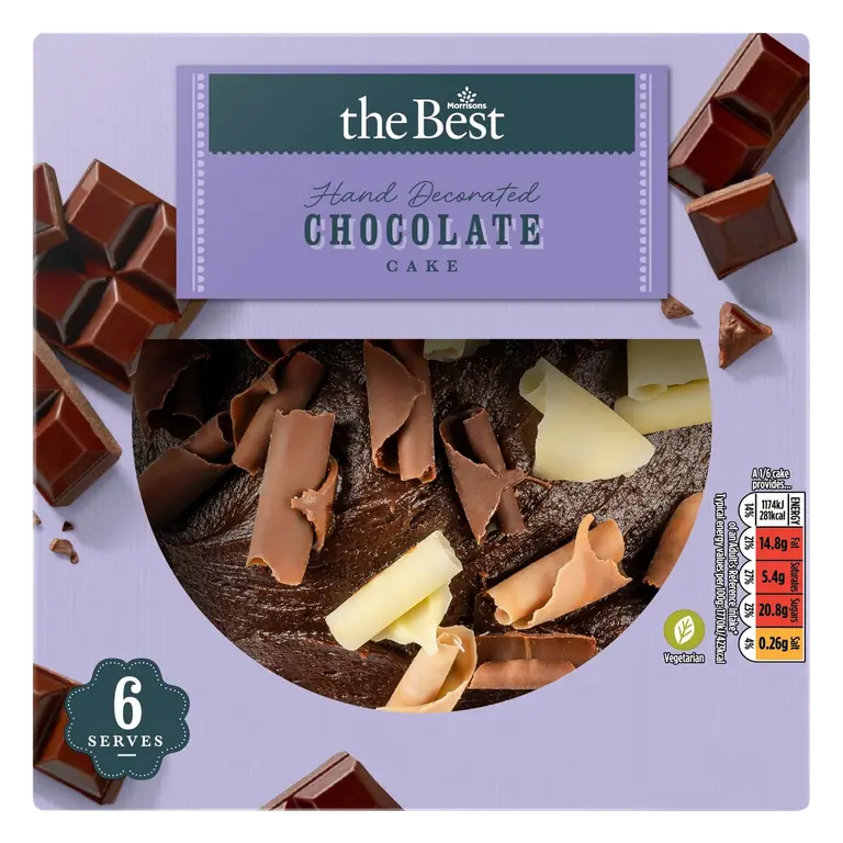 Hand Decorated Belgian Chocolate Cake Serves 6