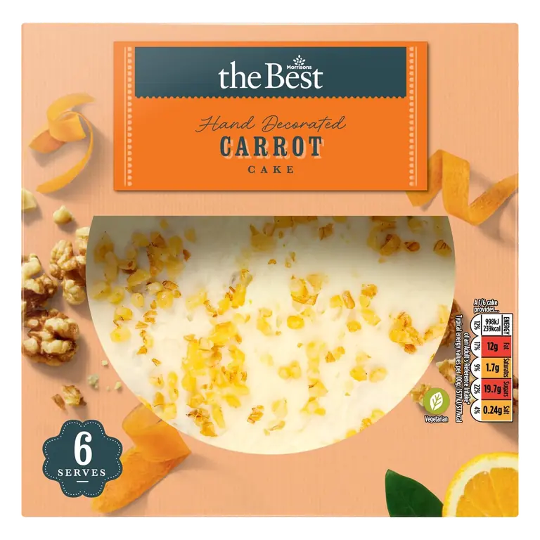 Hand Decorated Carrot Cake Serves 6