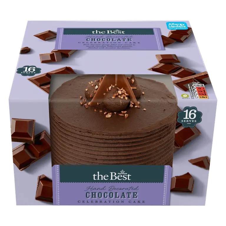 Hand Decorated Chocolate Celebration Cake Serves 16