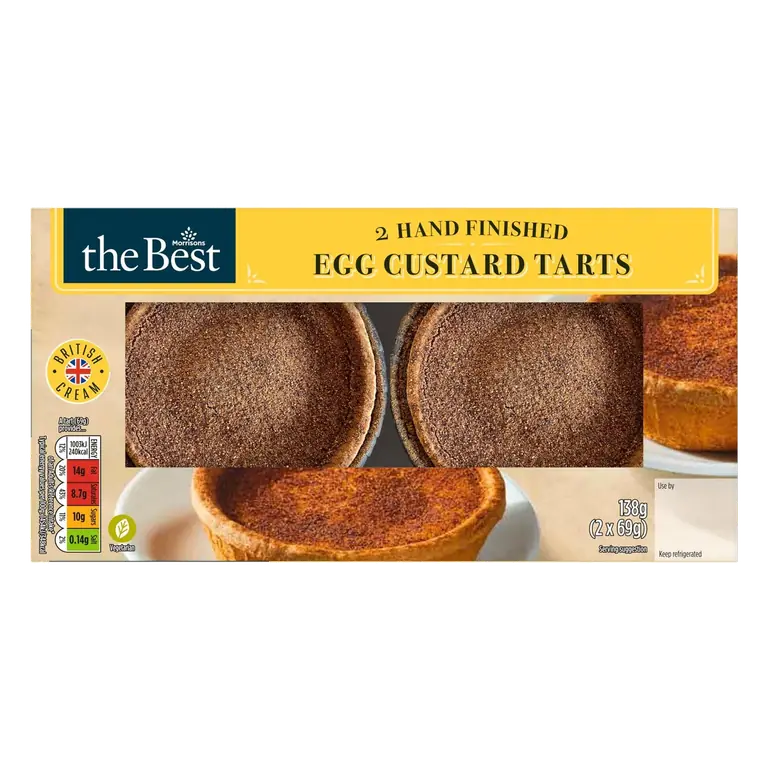 Hand Finished Egg Custard Tarts 2 x 69g (138g)