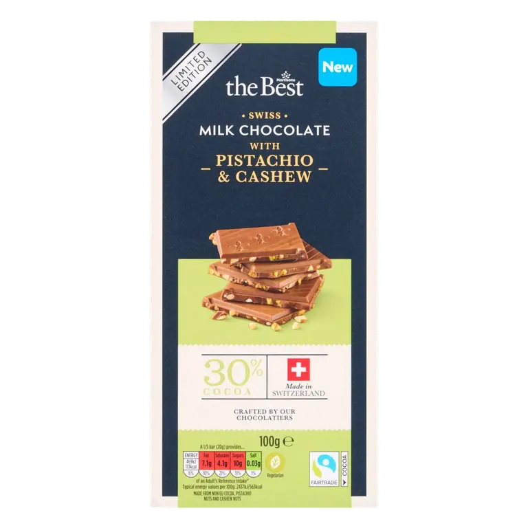 Milk Chocolate With Pistachio & Cashew 100g