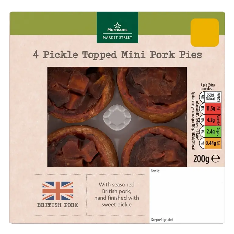 The Best Mini Pickle Topped Pork Pies 4 X 50G