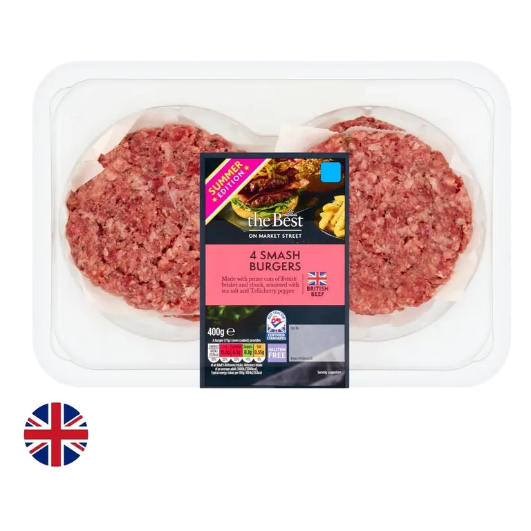 Morrisons British The Best BritishSmash Burgers 4 Pack 400g