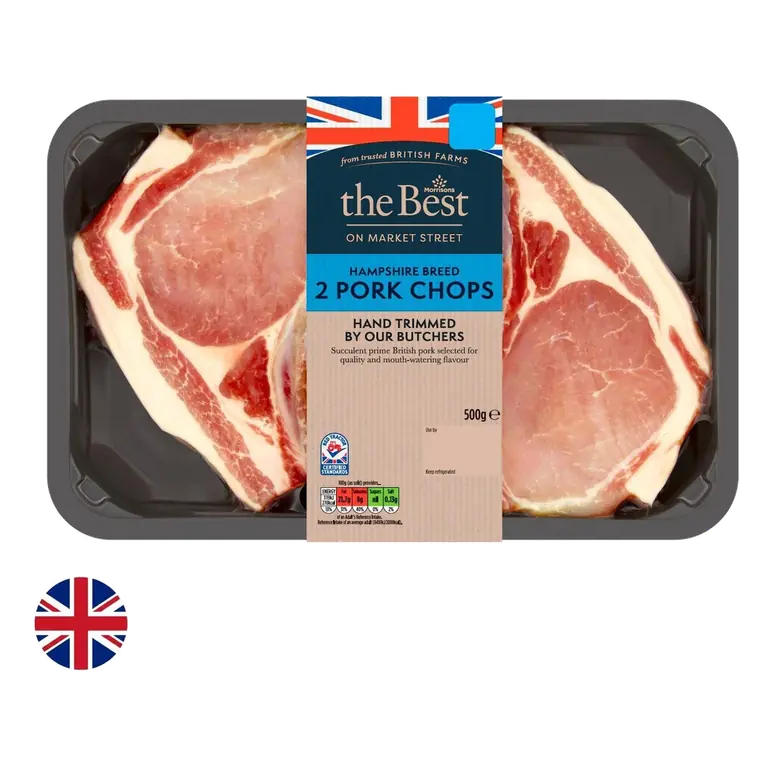 Morrisons British The Best Hampshire Breed 2 Pork Chops 500g