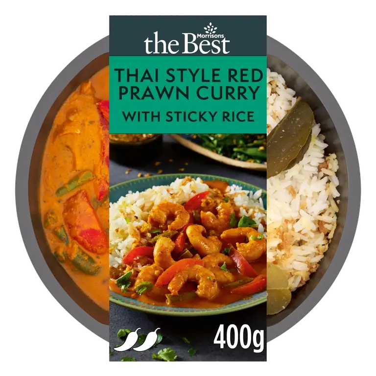 Red Thai Style Prawn Curry With Sticky Rice