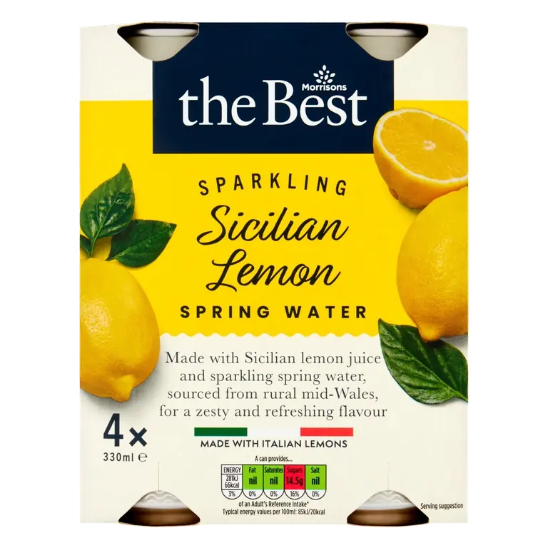 The Best Sparkling Sicilian Lemon Spring Water 4 x 330ml
