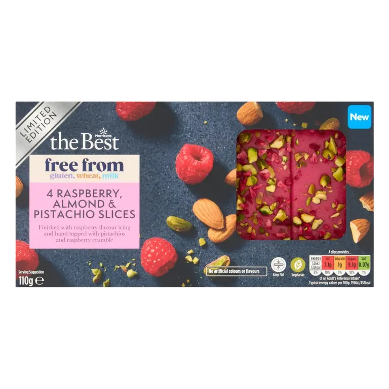 The Best Free From Raspberry, Almond And Pistachio Slices 110g