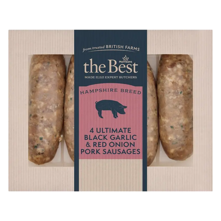 The Best Signature Collection 4 Black Garlic & Red Onion Pork Sausages 360g