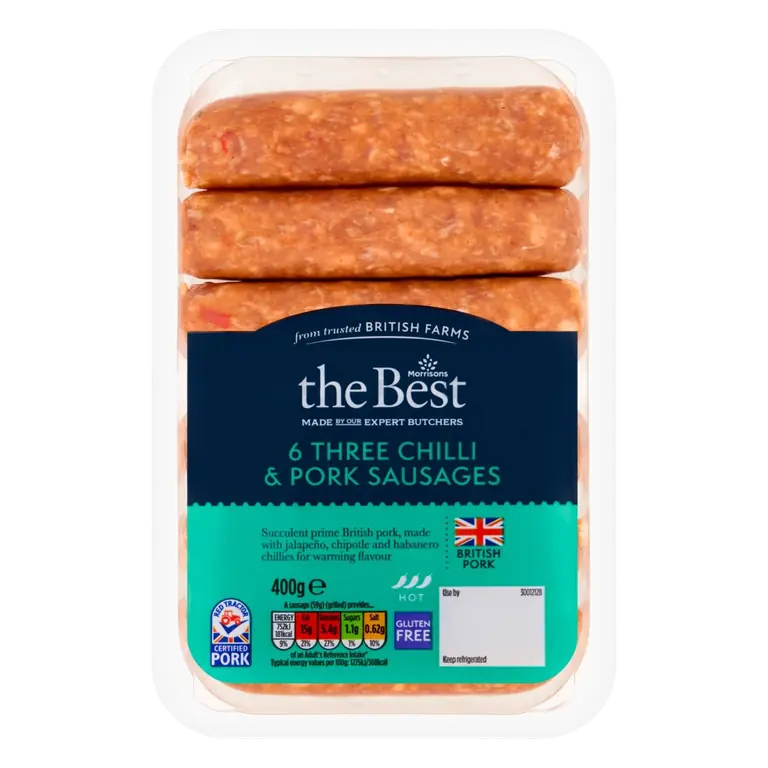 Three Chilli Pork Sausages 400g