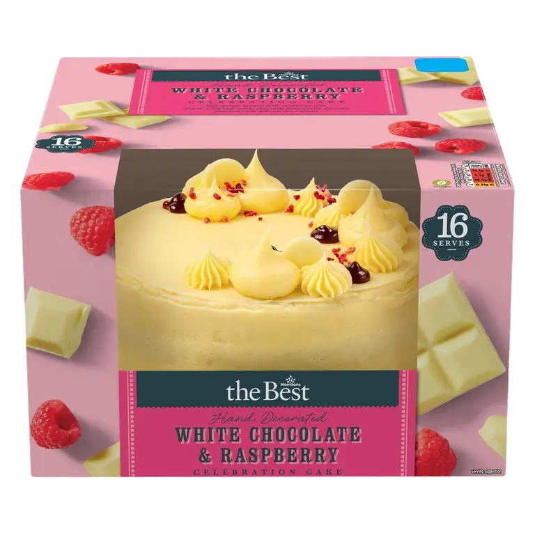 White Chocolate & Raspberry Cake Serves 16