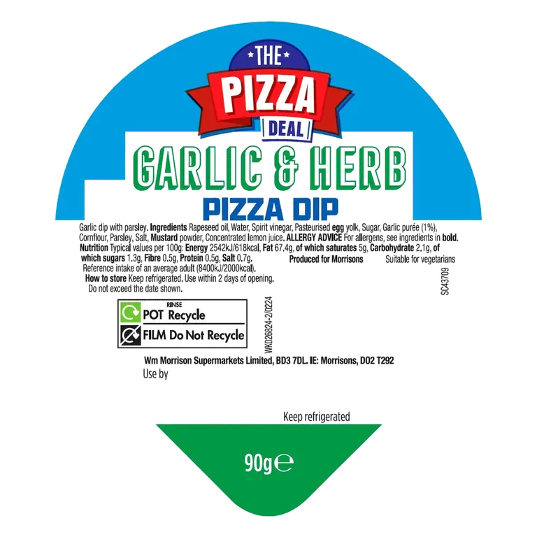 The Big Pizza Deal Garlic & Herb Pizza Dip 90g