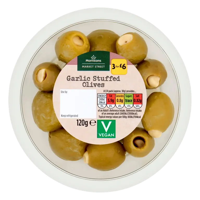 The Deli On Market Street Garlic Stuffed Olives 120g