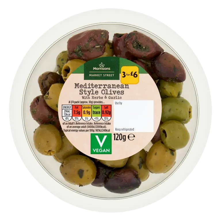 The Deli on Market Street Mixed Olives with Garlic & Herbs 120g