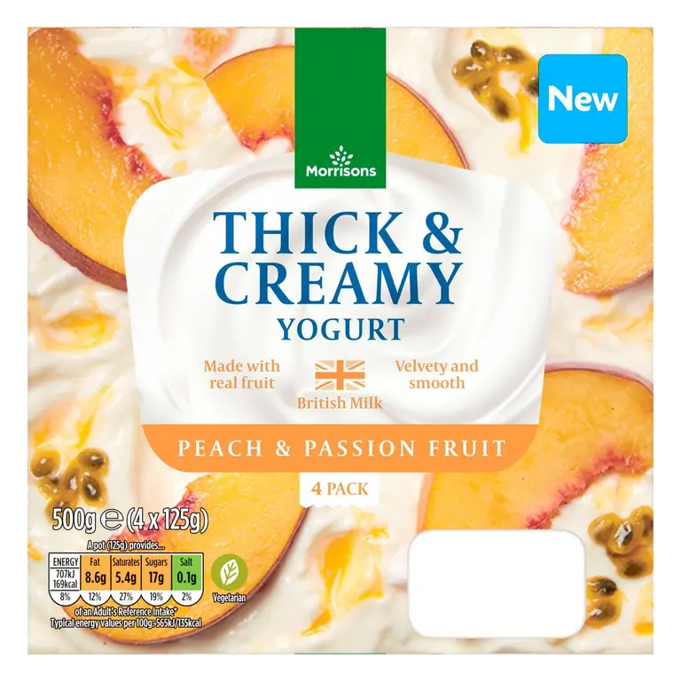 Thick & Super Creamy Peach & Passion Fruit Yoghurt 4x125g