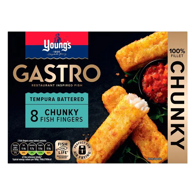 Young's Gastro 8 Tempura Battered Chunky Fish Fingers 320g