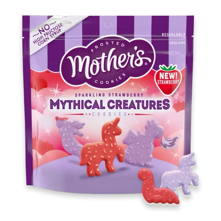 Sparkling Strawberry Mythical Creatures Shortbread Cookies with Strawberry Frosting