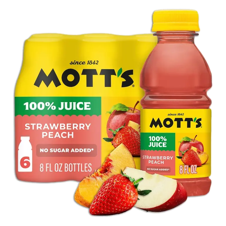 Mott's Strawberry Peach 100% Juice, 8 fl oz/6pk