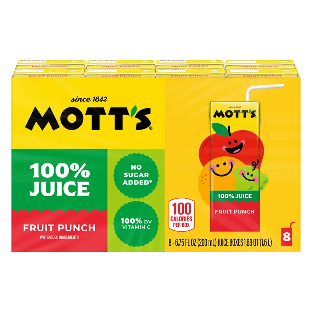 100% Juice Boxes Fruit Punch No Sugar Added - 8 pk