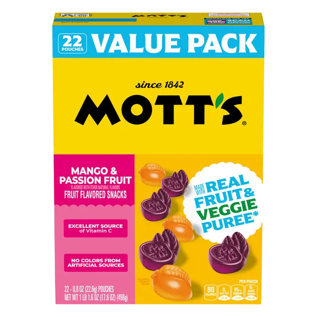 Mott's Fruiteria Mango and Passion Fruit Flavored Snacks 22 Count
