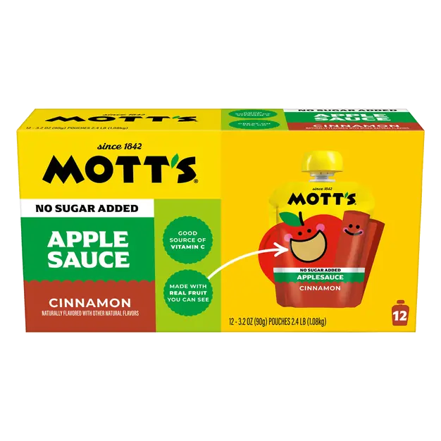 No Sugar Added Cinnamon Applesauce Pouches - 12 ct