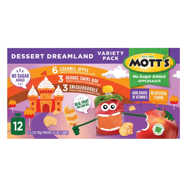 No Sugar Added Dessert Dreamland Applesauce Variety Pack - 12 ct