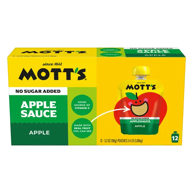 No Sugar Added Unsweetened Apple Applesauce Pouches - 12 ct