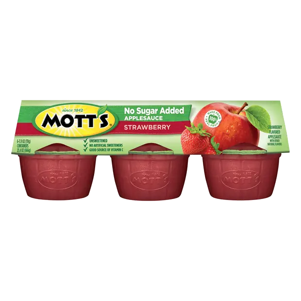 No Sugar Added Unsweetened Strawberry Applesauce Cups - 6 ct