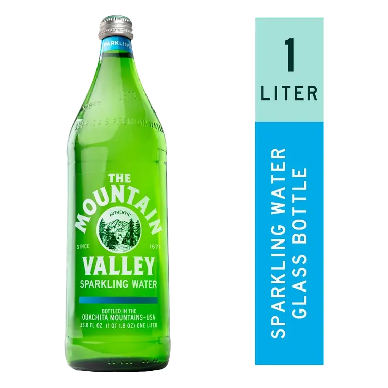 Mountain Valley Spring Water, Sparkling, 1L Glass Bottle
