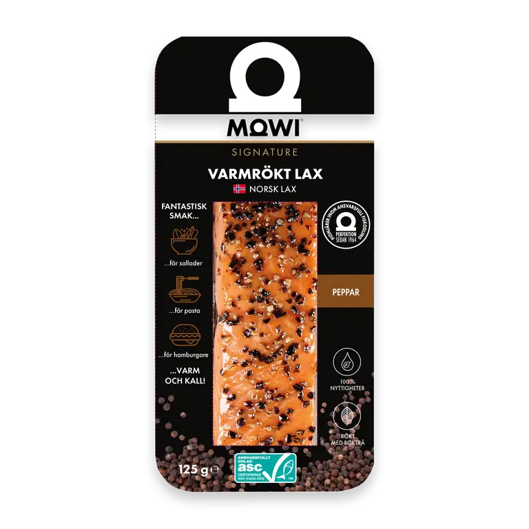 Varmrökt lax Peppar