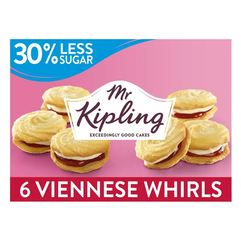 30% Less Sugar Viennese Whirls Biscuits Multipack Snack 6pk