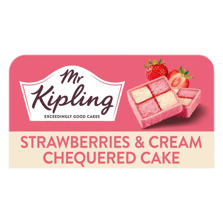 Strawberries & Cream Chequer Cake Serves 8