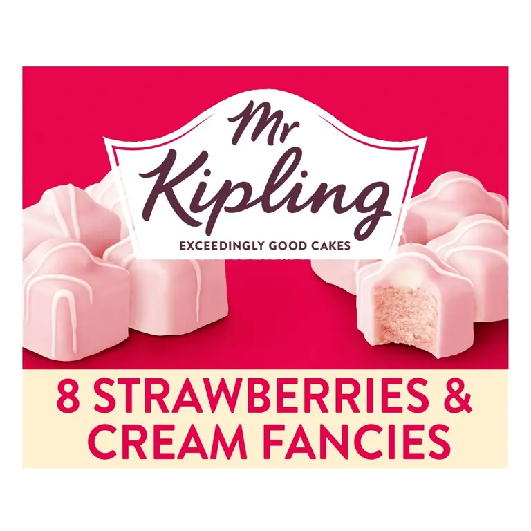Strawberries & Cream French Fancies Cakes Multipack Snack 8pk
