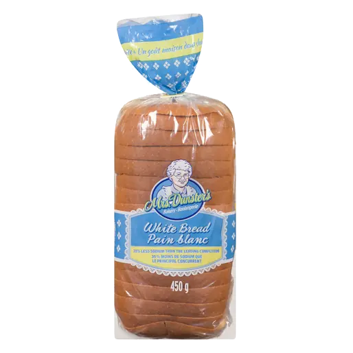 Mrs Dunster 35% Less Sodium Bread White 450 g