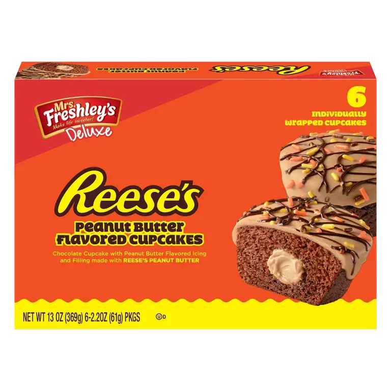 Mrs. Freshley's Deluxe Reese's Peanut Butter Flavored Cupcakes, 6ct