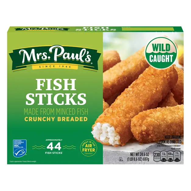 Wild Caught Crunchy Breaded Fish Sticks - apx 44 ct Frozen