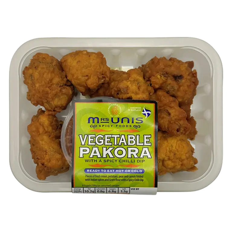 Mrs Unis Spicy Foods Vegetable Pakora with a Spicy Chilli Dip 200g